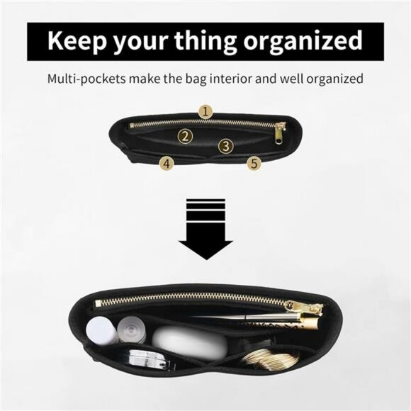 Felt Purse Organizer Insert Mini Bag Liner with Pockets Handbag Tote Divider - Picture 6 of 7